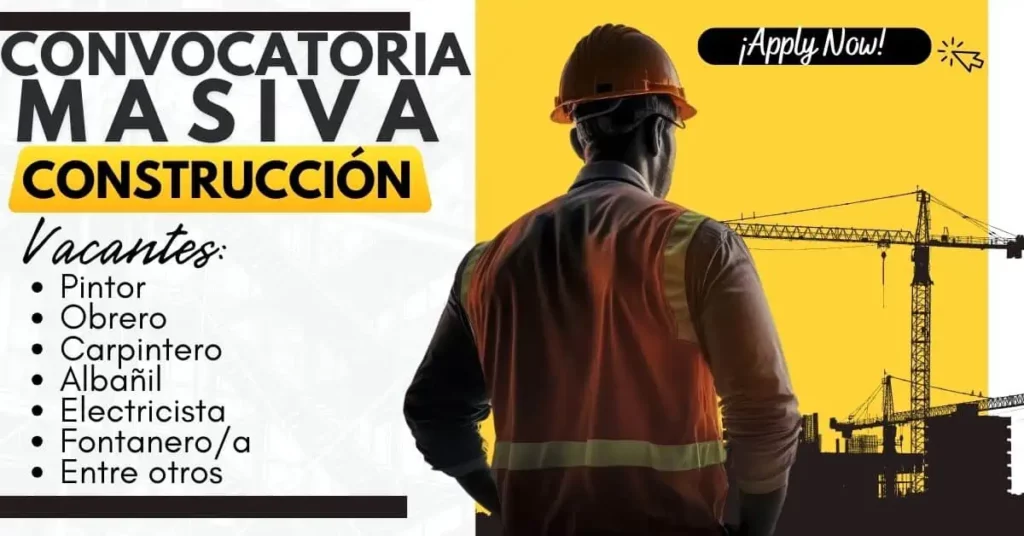 Eleva tu futuro, empleo en CONSTRUCCIÓN 🛠️ a tu alcance.